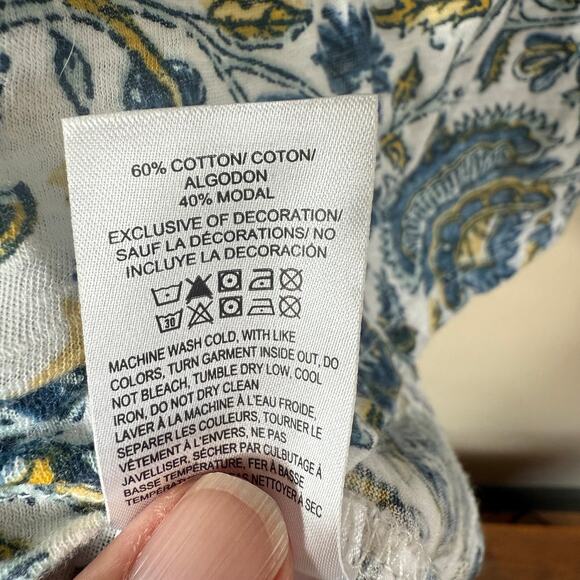 Lucky Brand Sleeveless Tank SZ L Blue Tassel V Neck Boho Bohemian Hippie Cotton - Picture 4 of 6